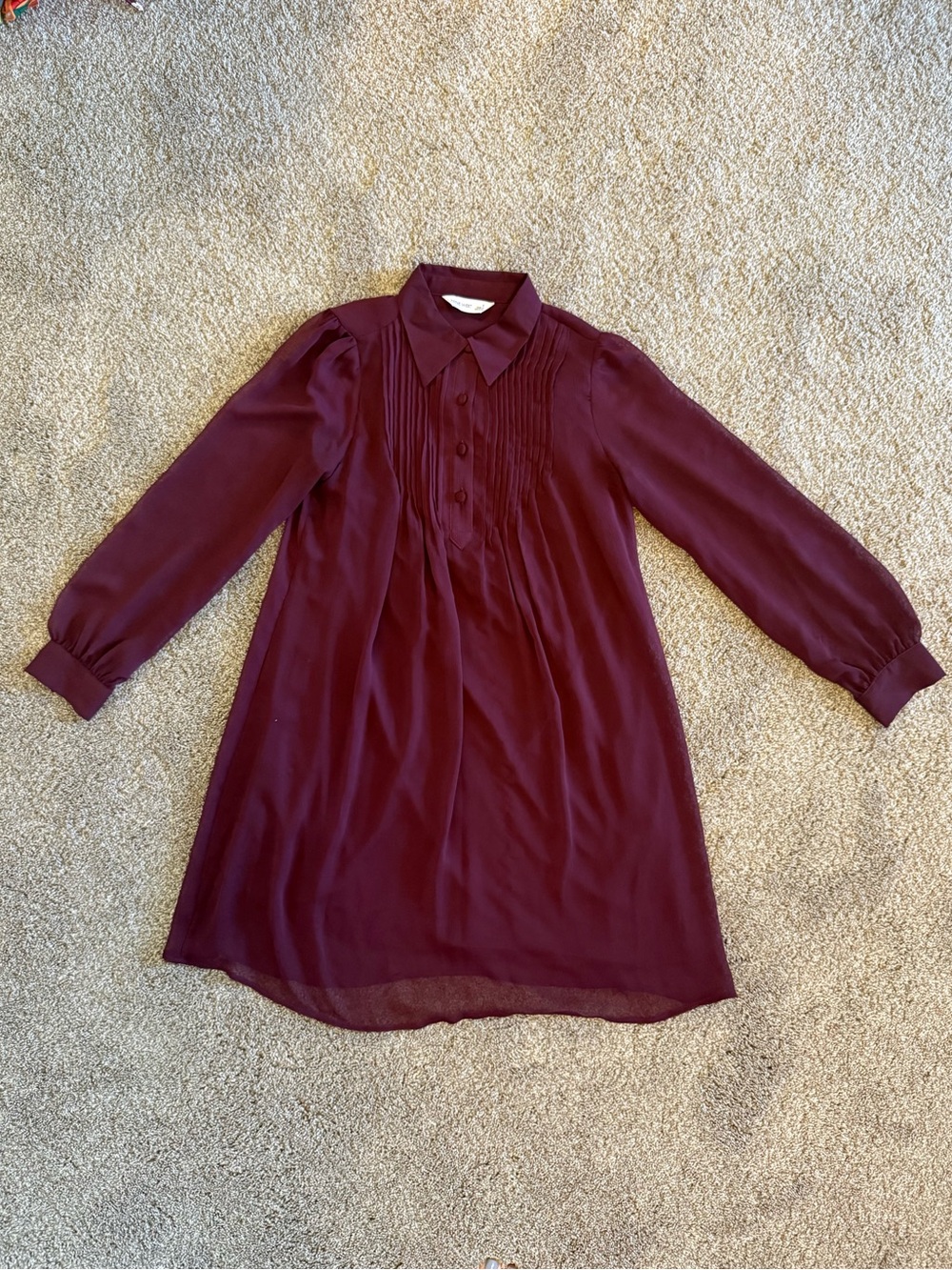 Nine West Burgundy Pintuck Front Dress